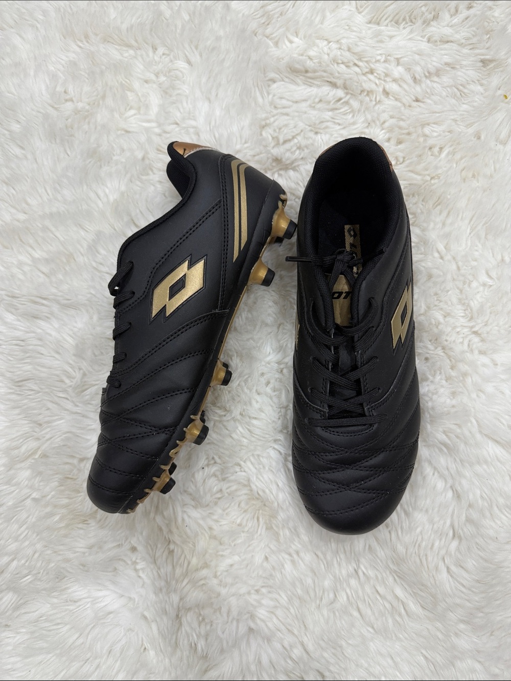 Men’s Black Athletic Soccer Cleats with Gold Accents